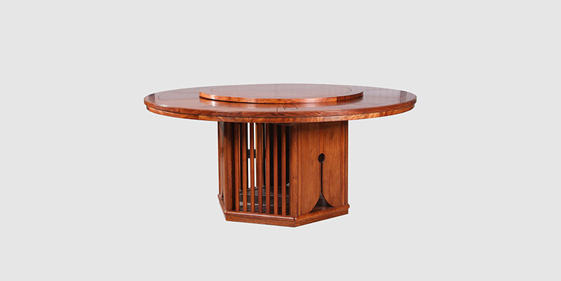 龙岩中式餐厅装修天地圆台餐桌红木家具效果图